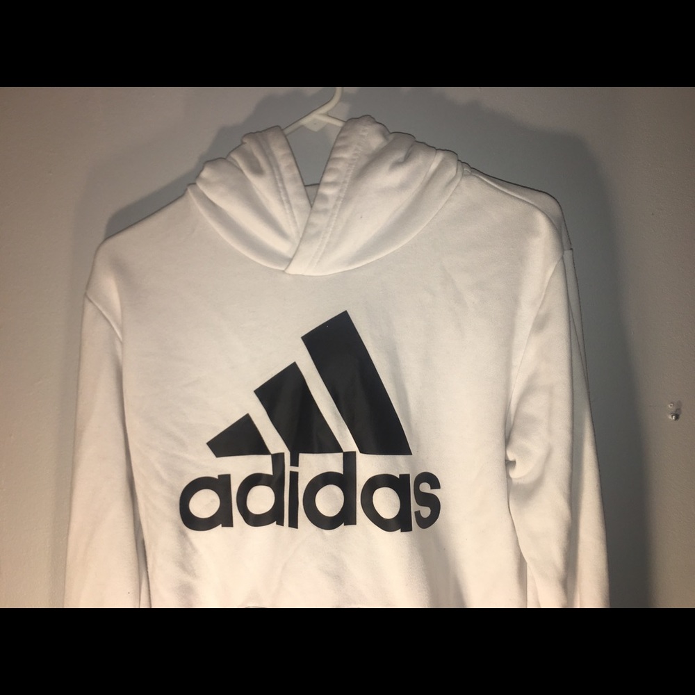 All white Adidas Hoodie